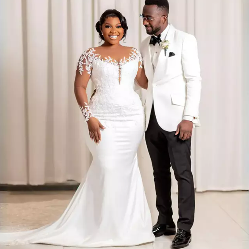 Sexy Strapless Mermaid Elegant Wedding Dresses Draped Chiffon Sweep Train Dress Plus Size Custom Made 2024 01 6660312