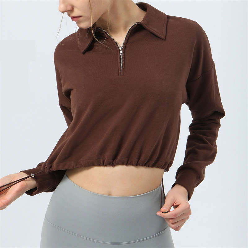 Women Pullover Half Zip Jacket High Collar Fitness Sports Sweater Outdoor Running Loose Womens Long Sleeve Sweatshirts 2390