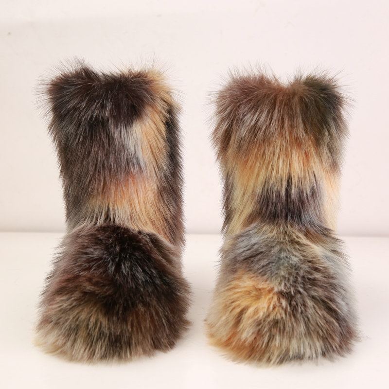 Lanjia- Women Boots Platform Shoes Winter Booties Pink Yellow Green Girl Women Snow Boot Ankle High Fur Snow Shoes 1491B