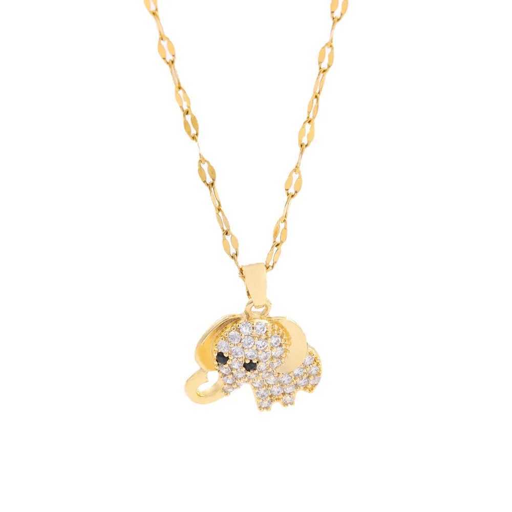 New Fashion Cute Baby Elephant Pendant Necklaces For Women Trendy Gold Color Stainless Steel Jewelry Female Neck Chain WholesaleX240910