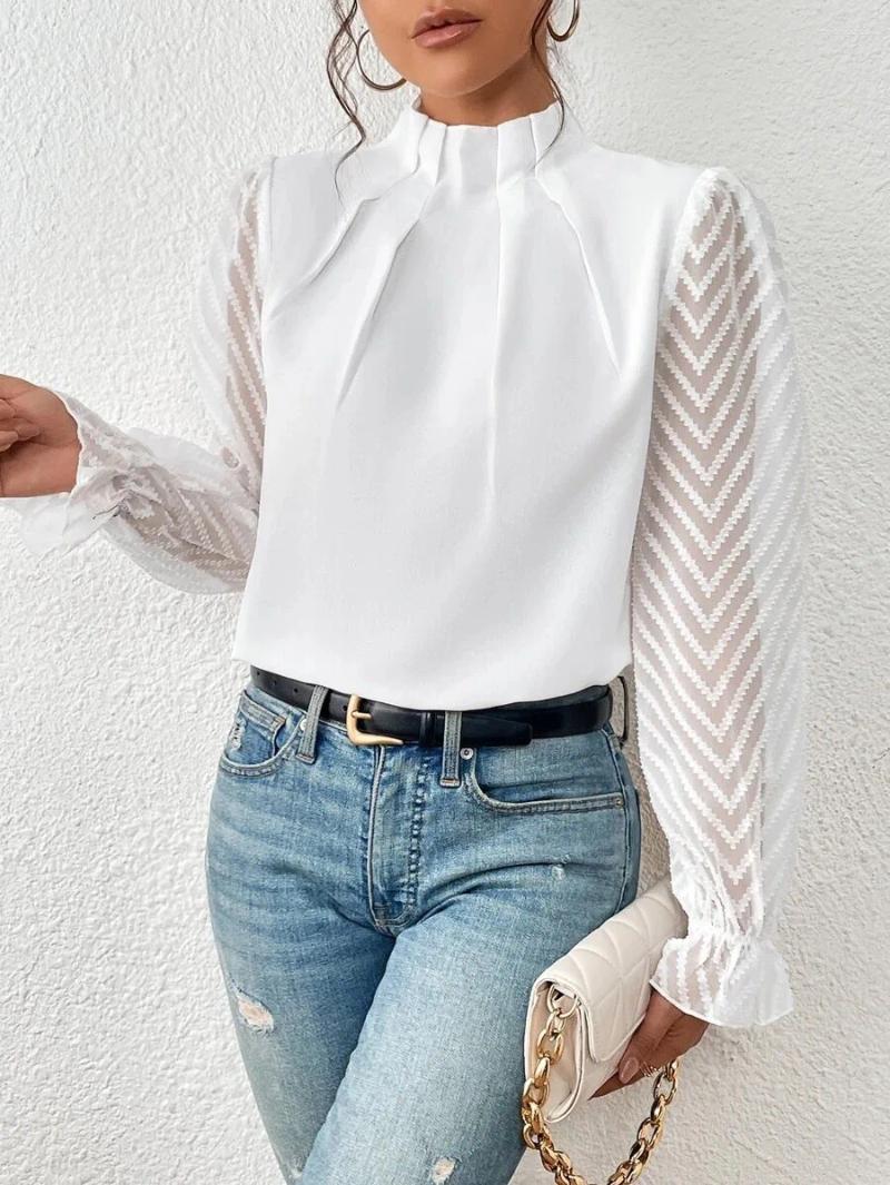 CNLONGBIDA Womens Blouses Fashion Black Office Ladies Tops And Women 2024 Autumn Casual Long Sleeve Top Femme Chiffon Shirt Elegant Blouse Woman