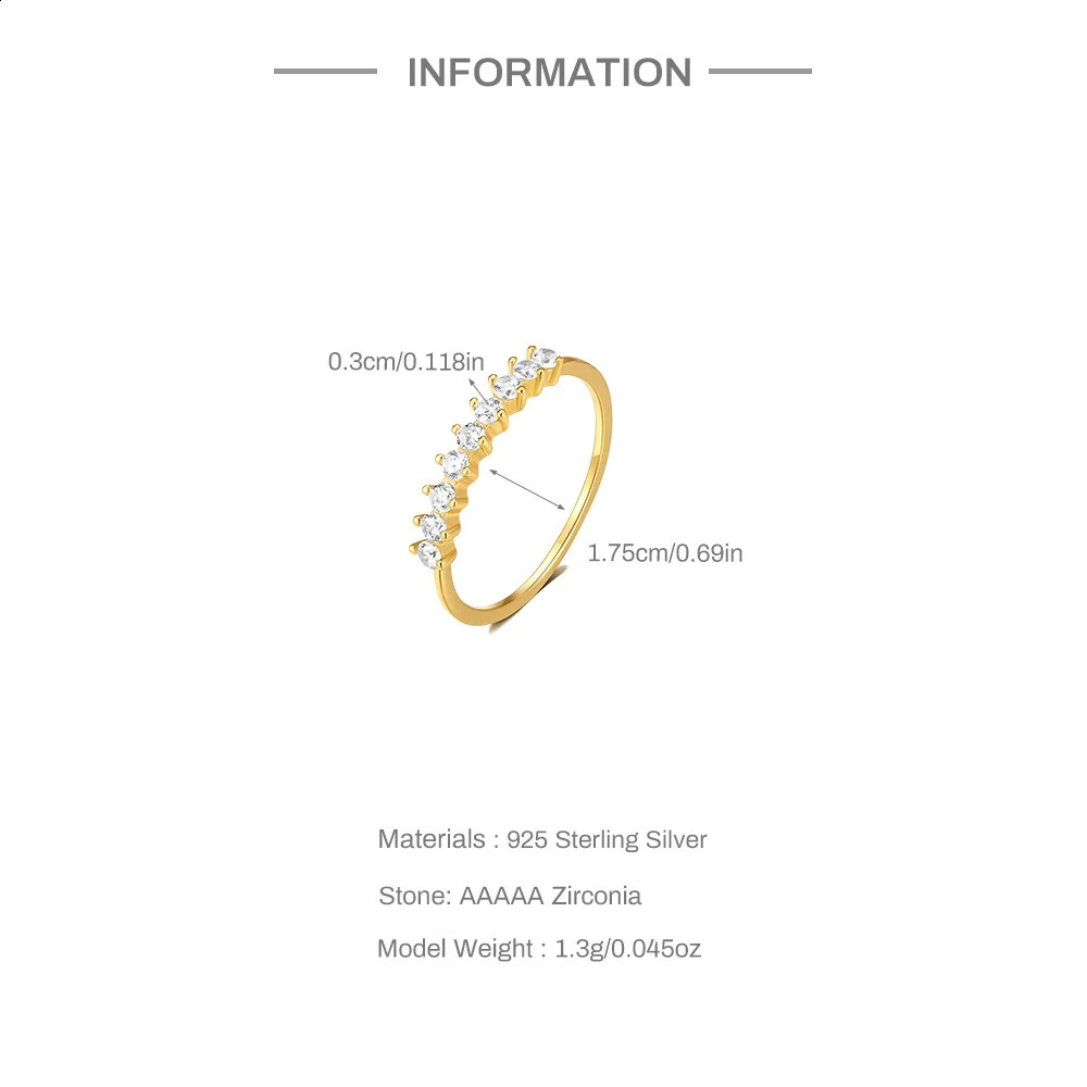 CANNER Water Droplet Zircon Rings For Women 925 Silver 18K Gold Simplicity Super Flash Single Row Clustered Shape Fine Jewelry y240906