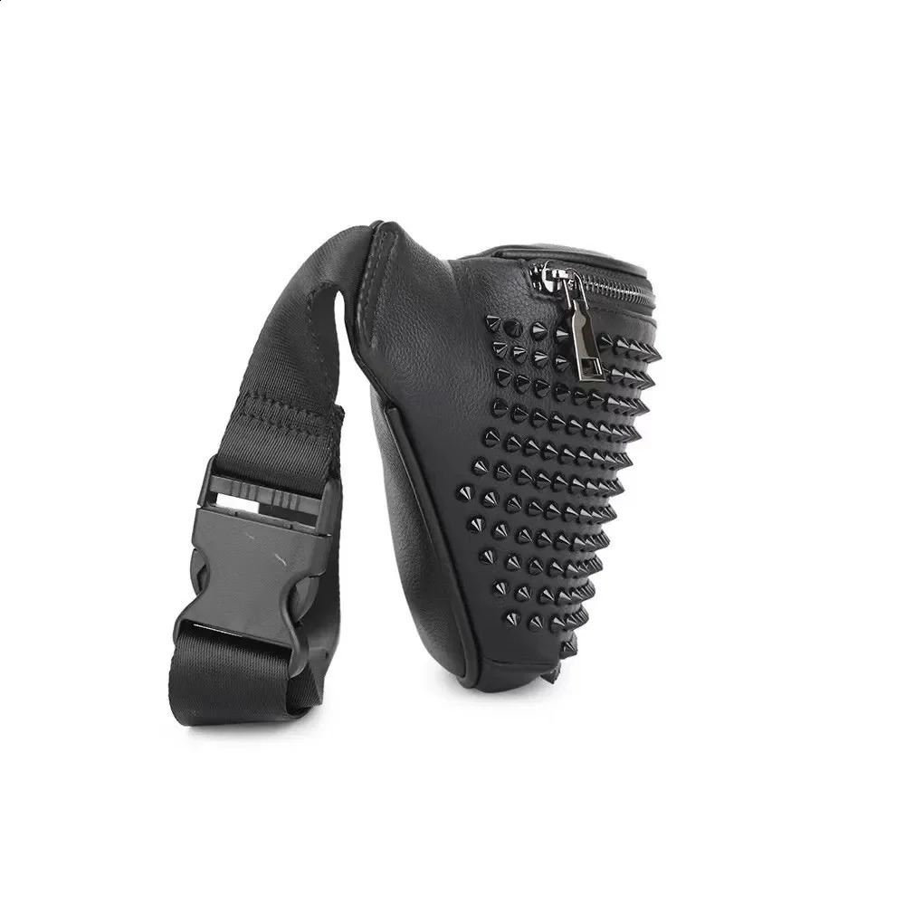 Guangzhou High Quality Y2K Punk Style Rivet Fanny Bag Waist Purse Black Chest Bag For Men Women 240910