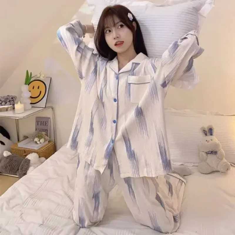 French Romantic Elegant Y2k Womens Autumn Pajamas Sweet Aesthetics Lazy Bubble Cotton Sleepwear 2024 New Fashion Lady LoungesX240910