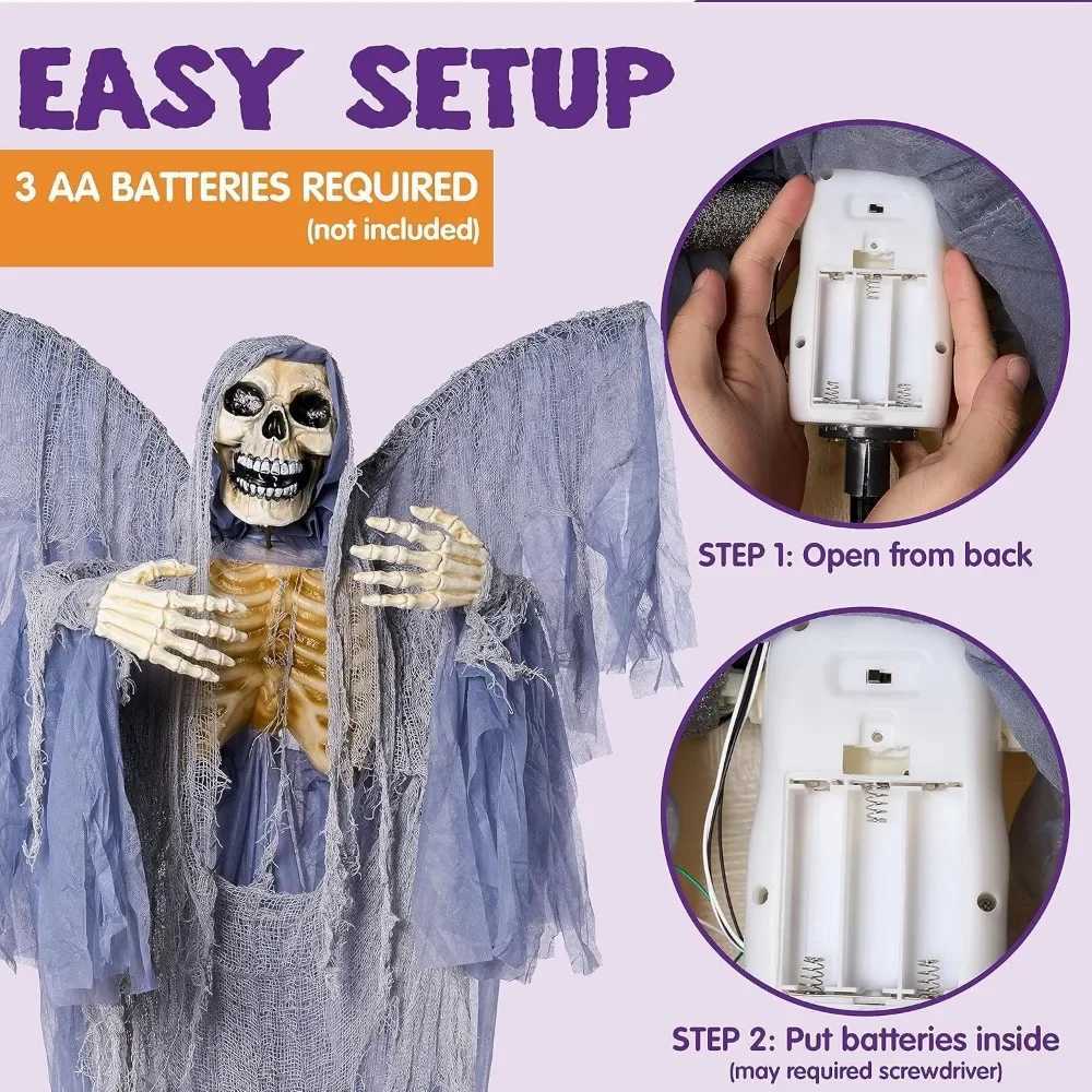 Halloween Reaper with Wings Life Size Skeleton Halloween Decoration Suitable for Courtyards Gardens Porches X240910