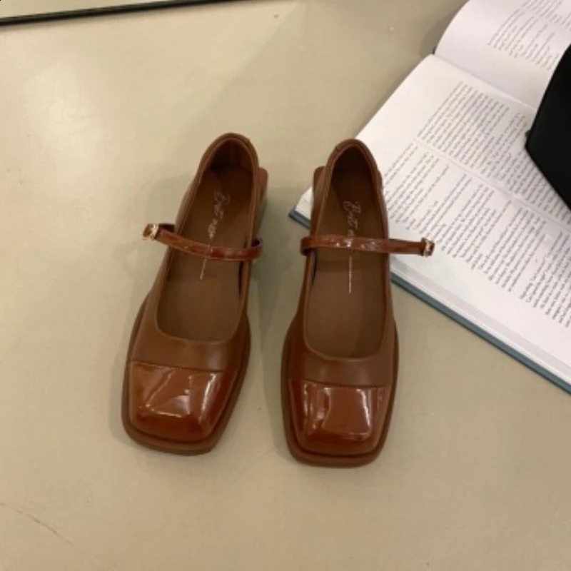 2025 new Mary Jane Women Pumps Elegant er Chunky Heel Square Toe Office Dress Shoes Party Loafers Woman atos De Mujer 240904