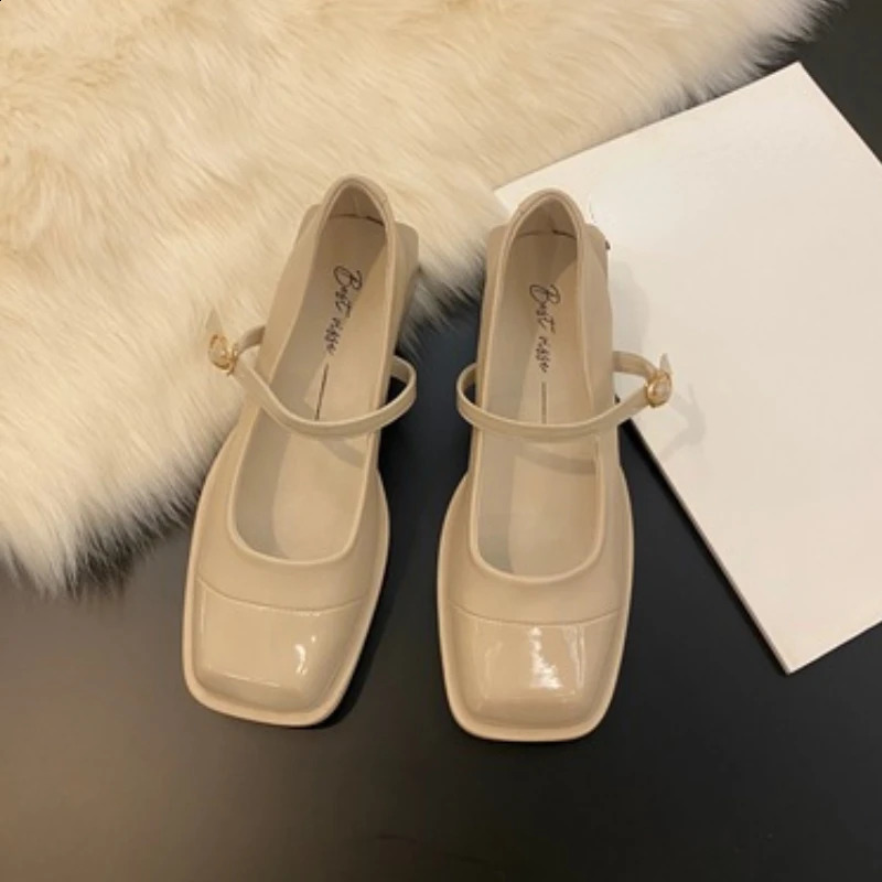 2025 new Mary Jane Women Pumps Elegant er Chunky Heel Square Toe Office Dress Shoes Party Loafers Woman atos De Mujer 240904