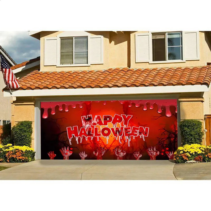 Happy Halloween Garage Door Banner Mural Horror Pumpkin Horror Halloween Garage Door Banner Mural Halloween Decoration 240909