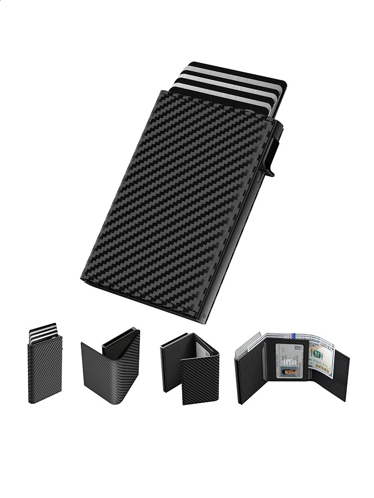 Mens Card Holder Pop Up Aluminum Case RFID Blocking Slim Minimalist Smart Wallet 240904