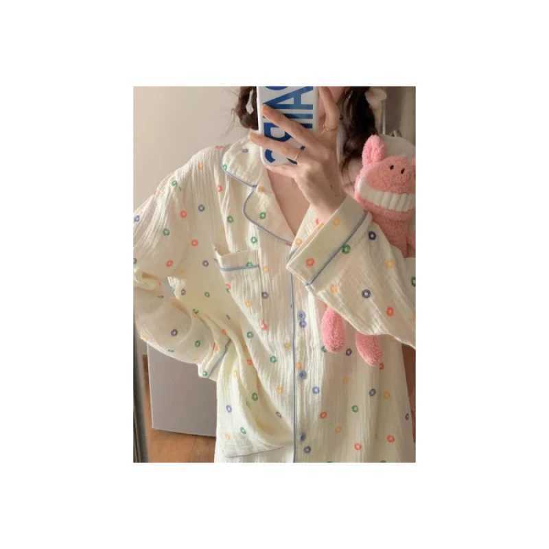 French Romantic Elegant Y2k Womens Autumn Pajamas Sweet Aesthetics Lazy Bubble Cotton Sleepwear 2024 New Fashion Lady LoungesX240910