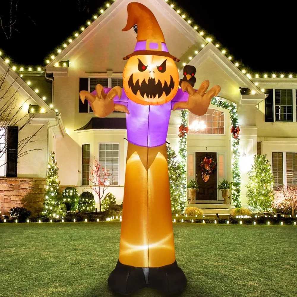 Party Decoration Halloween Inflatables Scarecrow Pumpkin Head Decoration Halloween Blow ups for Indoor Outdoor Party Garden Lawn Decoration Q240903