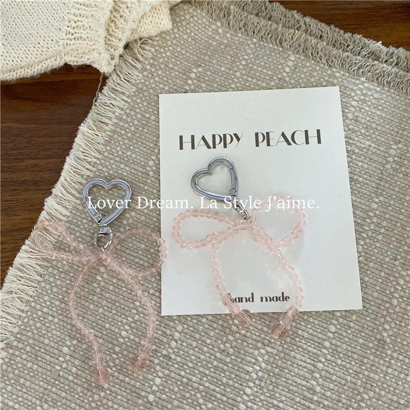 1piece fashionable korean sweet money bag womens transparent bow heartshaped pendant keychain charm wallet accessories 240910 zhanyishengli