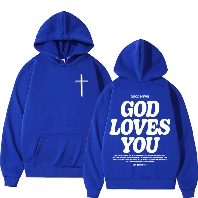 Harajuku Aesthetic Christian Jesus Church Hoodie Bible Verse God Loves You Hooded Men's Women Vintage Sweatshirts Streetwear