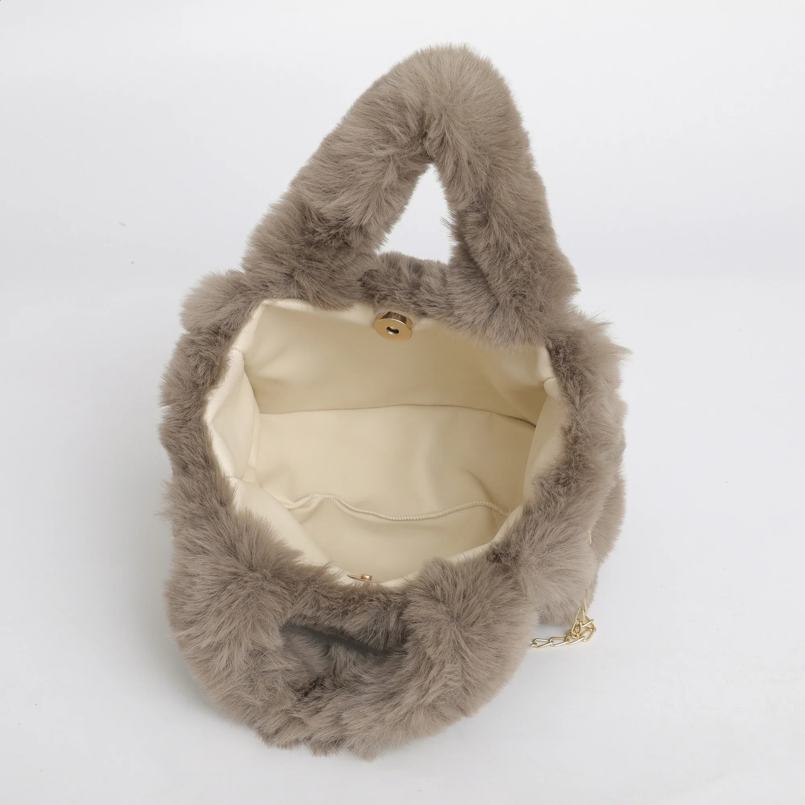 LEFTSIDE Soft Faux Fur Small Shoulder Bags for Women Y2K Winter er Korean Fashion Handbags Trend Chain Crossbody Bag 240909