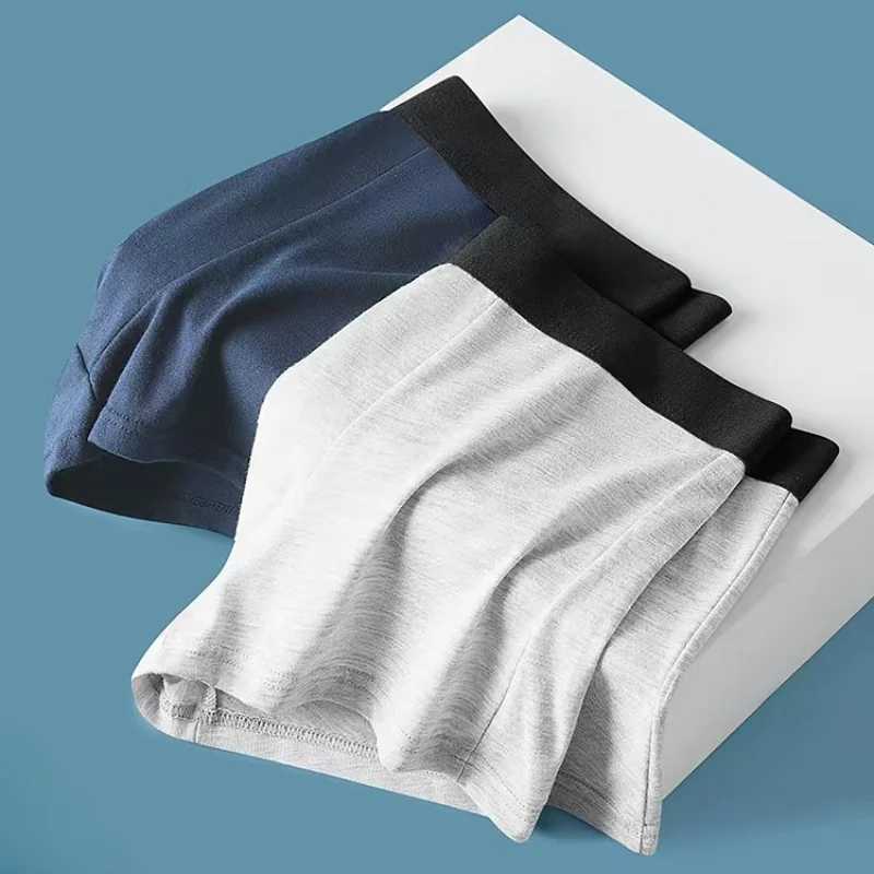 Mens Underwear Men Soft Summer Ultrathin Breathable Elastic Solid Boxer Panties Mid Waist Patchwork Loose Comfortable BoxerX2409