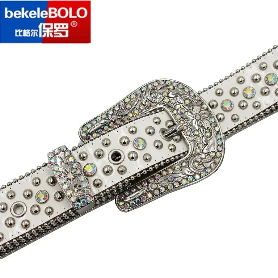 Punk Rhinestone Womens Belt High Quality River er Jeans Cowboy Girls Western Sinto Belt 240909
