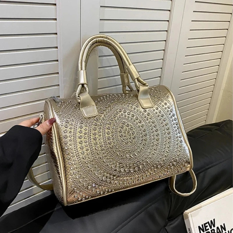 Womens Shoulder Bags Large Capacity High Quality Trend Western Style Shiny Casual Versatile Crossbody Bag 240910 4