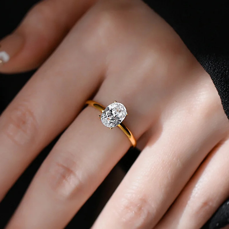 GRA 1-3CT 925 Sterling Silver Engagement Rings Oval Cut Solitaire Cubic Zirconia Wedding Promise Rings for Women Fine Jewelry 240903