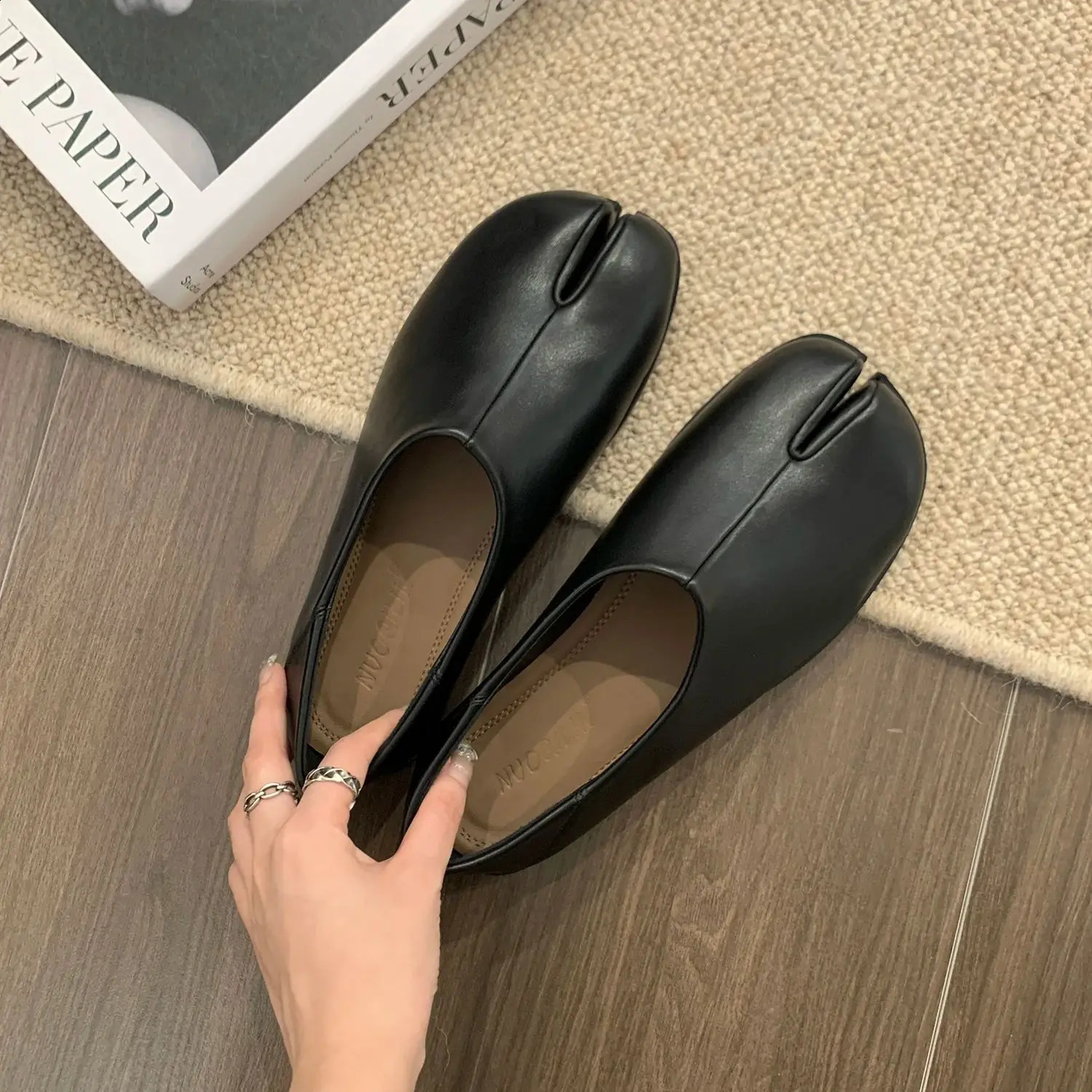 Bailamos Women Tabi Ninja Flats Split Slippers Round Toe Shallow Lazy Slip On Boat Mules Shoes Soft Loafers Mujer 240906