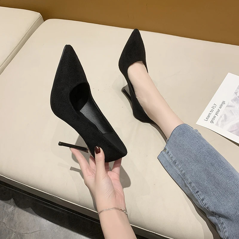Women Mid Heeled Sandals Black 6-8-10cm Pointed Thin Heeled Baotou Banquet High Heeled Shoes Womens Shoes Tacones Mujer 260625 - view 5