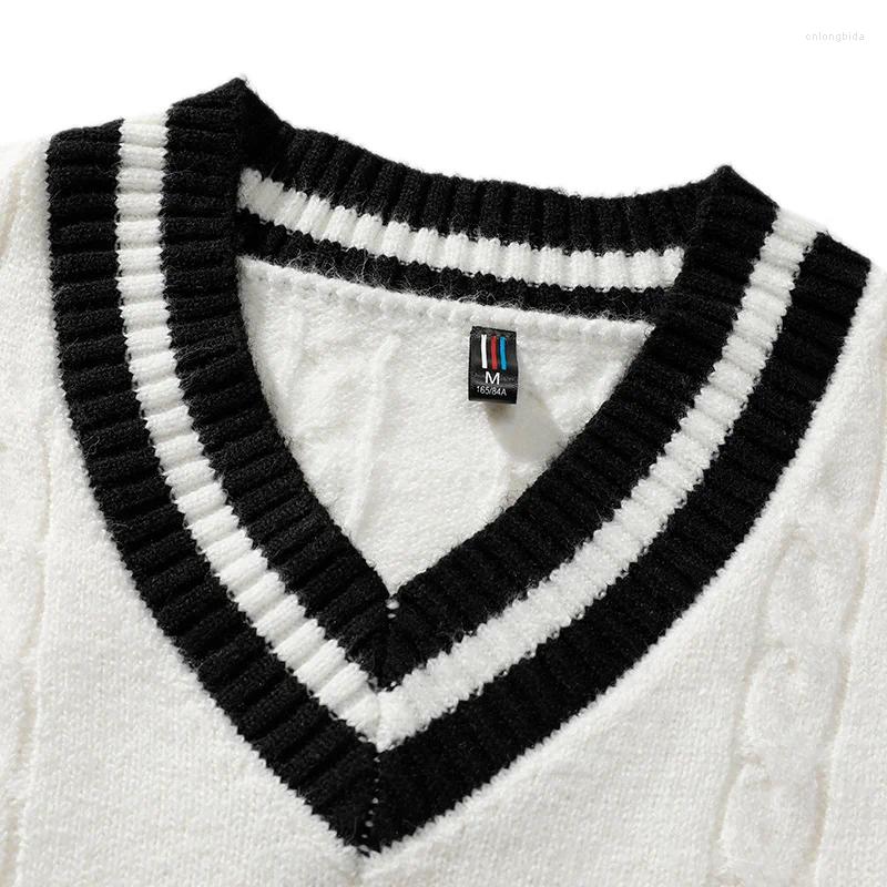 Men's Sweaters Autumn Winter V-neck Sweater Men Fashion Brand Solid Color Long-sleeved Male Knitted Pullover