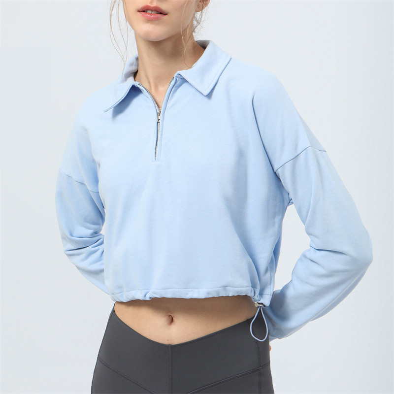 Women Pullover Half Zip Jacket High Collar Fitness Sports Sweater Outdoor Running Loose Womens Long Sleeve Sweatshirts 2390