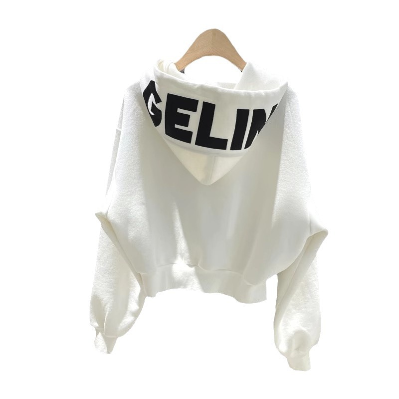 Women's Hoodies & Sweatshirts Designer Elastic Cuff Women Jacket Loose Short Hoodie Letter Print Zip Hooded