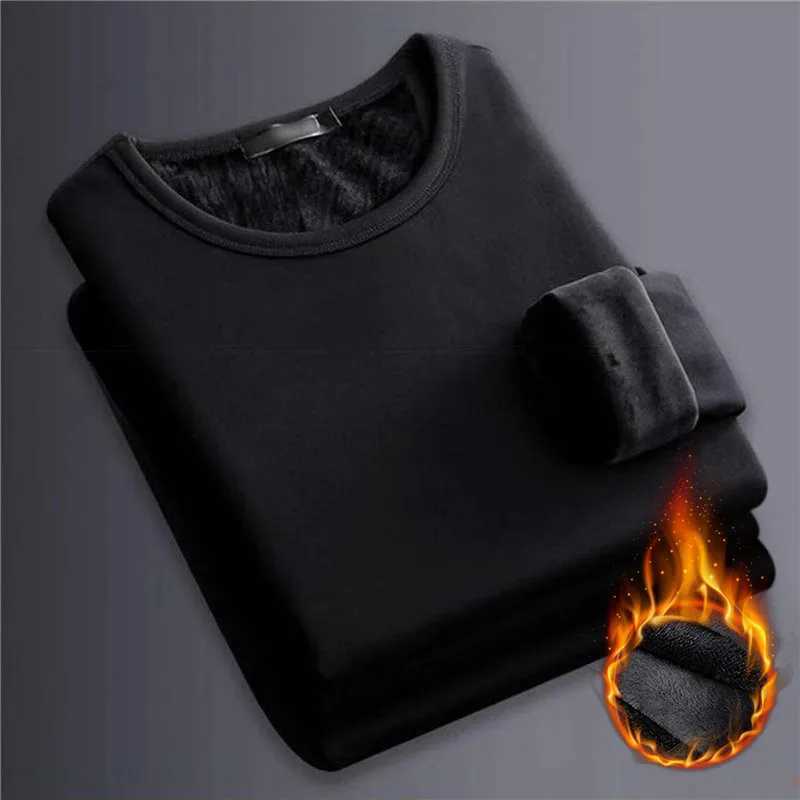 Keep Warm Thermal Underwear For Man Casual Solid Color Mens Winter Thermo Undershirt Thick Thermo Long Sleeve Top LX241104