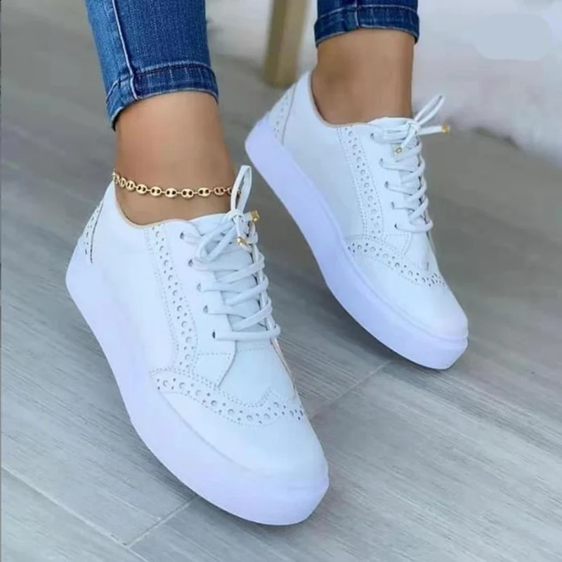 2024 Sports Shoes Womens Flat Casual Sports Shoes Spring Fashion Edition Lace Upward Walking Womens Shoes Zapatos De Mujer Plus Size 241008