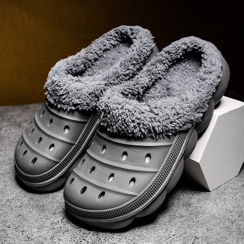Winter mens and womens warm fur slider unisex comfortable indoor cotton shoes mens casual plush slider fur Clogs 45 240909