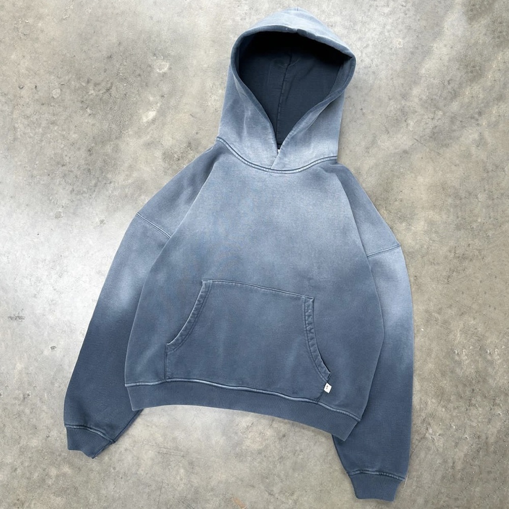 Custom Streetwear Pullover Hoody Jacket Blank Oversized French Terry Heavyweight Vintage Acid Wash Sun Faded Hoodie