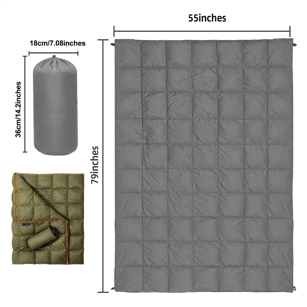 Camping Puffy Blanket Warm Climbing Blanket Waterproof Blanket Buttons Poncho Liner Ultralight Travel Sleeping Pad Quilt Mat 240906