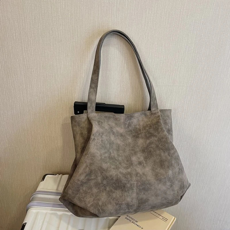 Zipper Pu Elegant Shoulder Solid Casual Tote Bags for Women Fashion SewingThread Concise Handbag 240910 4