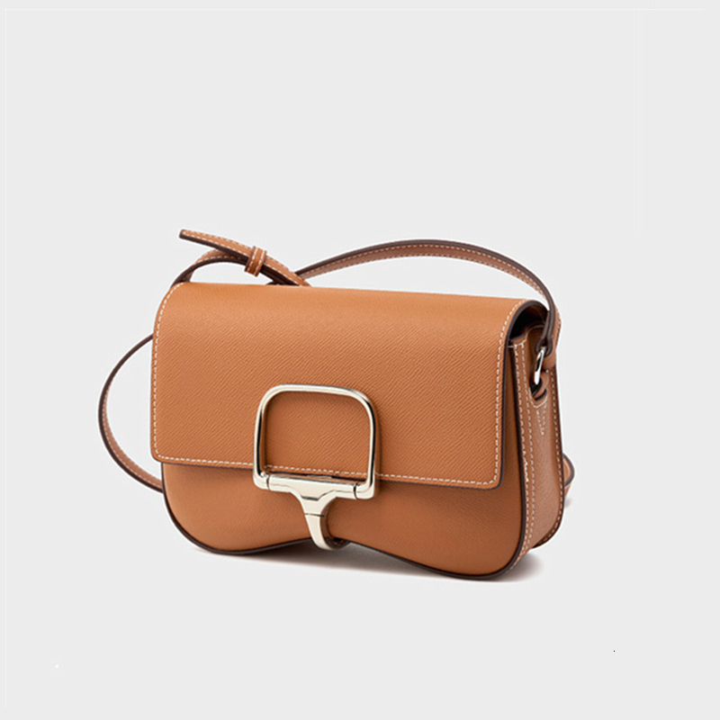 Hifashion Cowhide Genuine Leather Saddle Small Shoulder Crossbody Bags For Women 2024 Trend Designer Palm Print Ladies Handbags