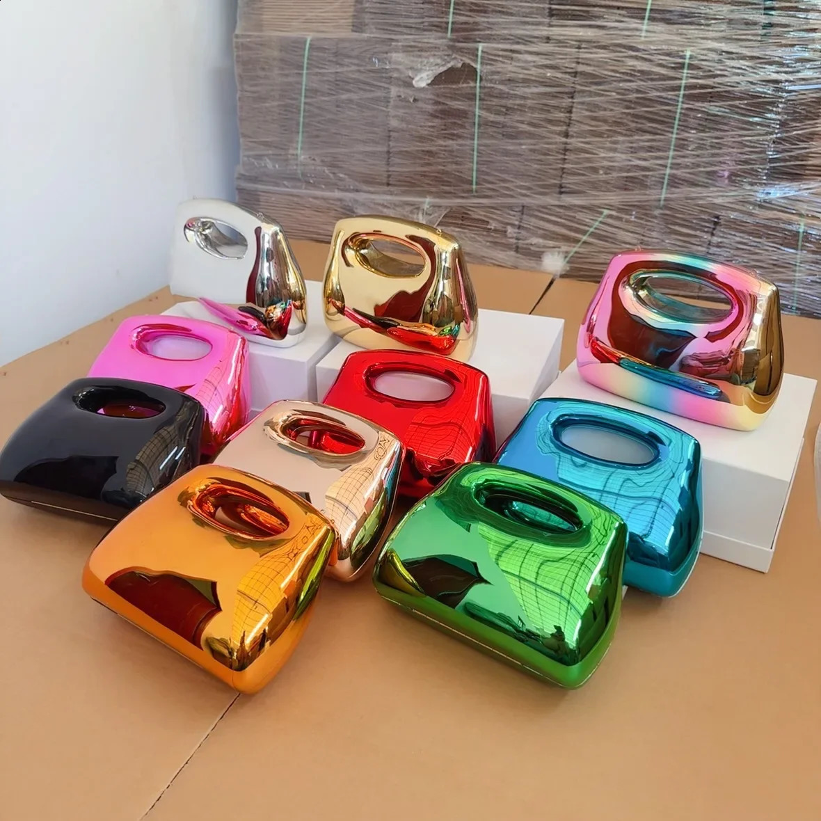 Candy Color Box Shell Bag y Acrylic Party Evening Womens Chain Wallet and Handbag Shoulder Cross Body Clutch 240910