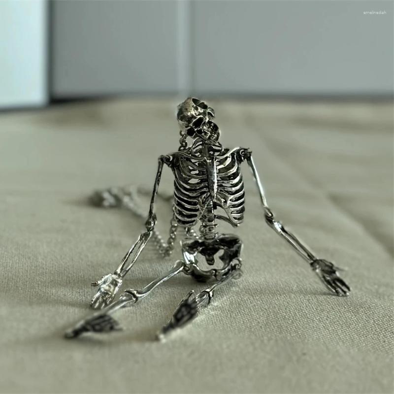 Pendant Necklaces 1pc Oversized Movable Human Skeleton Necklace Suitable For Men's Gothic Punk Style Halloween Hip-hop Jewelry