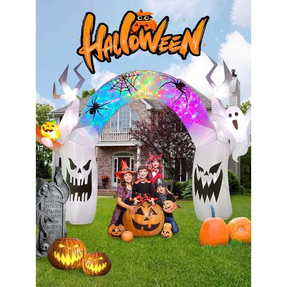 Halloween inflatable decoration colorful pumpkin ghost decoration built-in LED courtyard decoration Halloween inflatableX240910