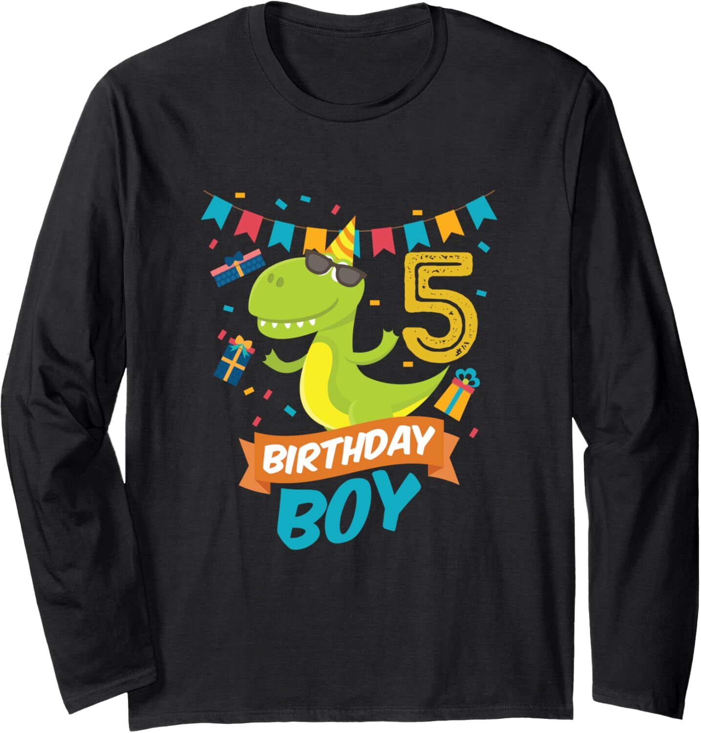 Long Sleeve Shirts for Men sweatshirt 5th Birthday Boy Birthday Dinosaur Funny Gift Long Sleeve Tee Streetwear Casual tops clothes Trendy Fashion