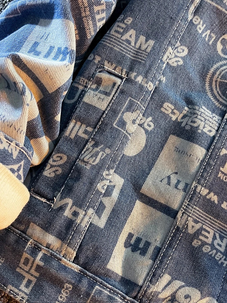 Mafokuwz Printing Mens Denim Jacket Spring and Autumn Fashion Youth Handsome Korean Street Denim Jacket 240906