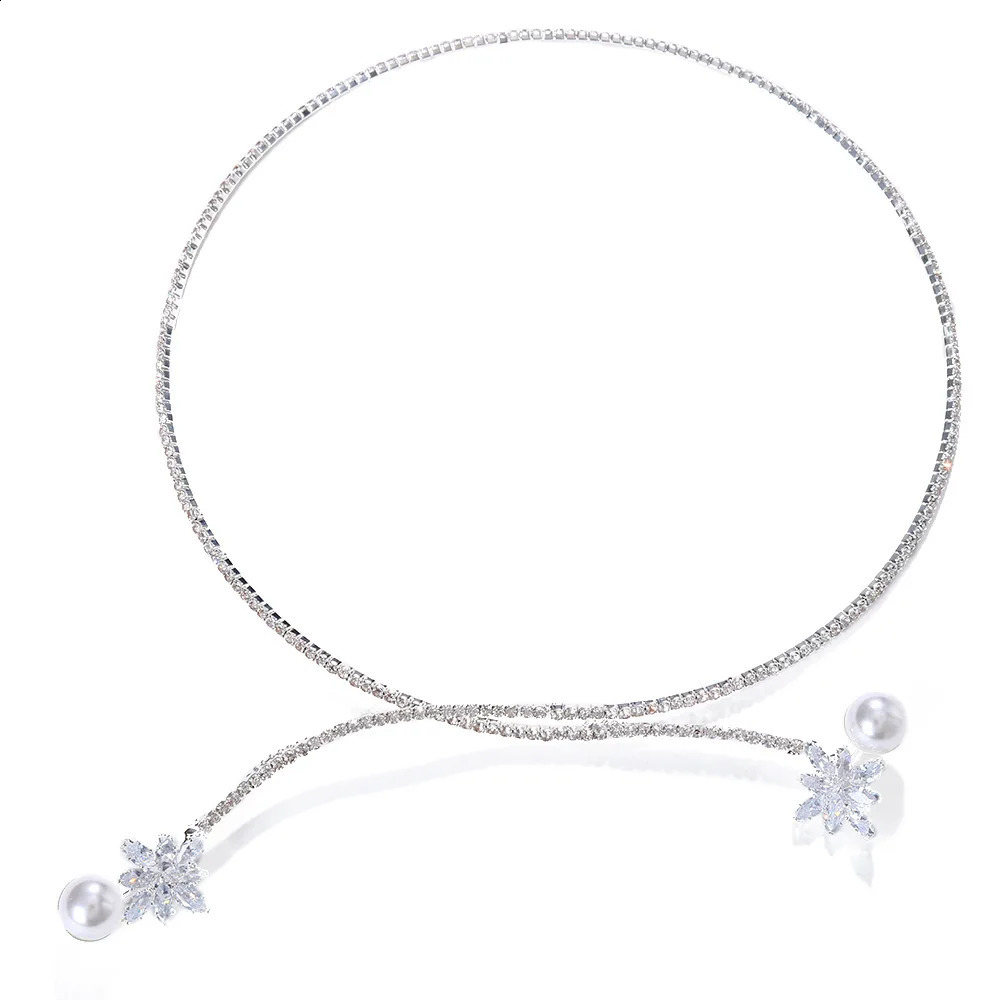 Shiny Rhinestone Collar Choker Necklace For Party Wedding Big Water Drop Crystal Necklace Womens Fashion Neck Jewelry 240910