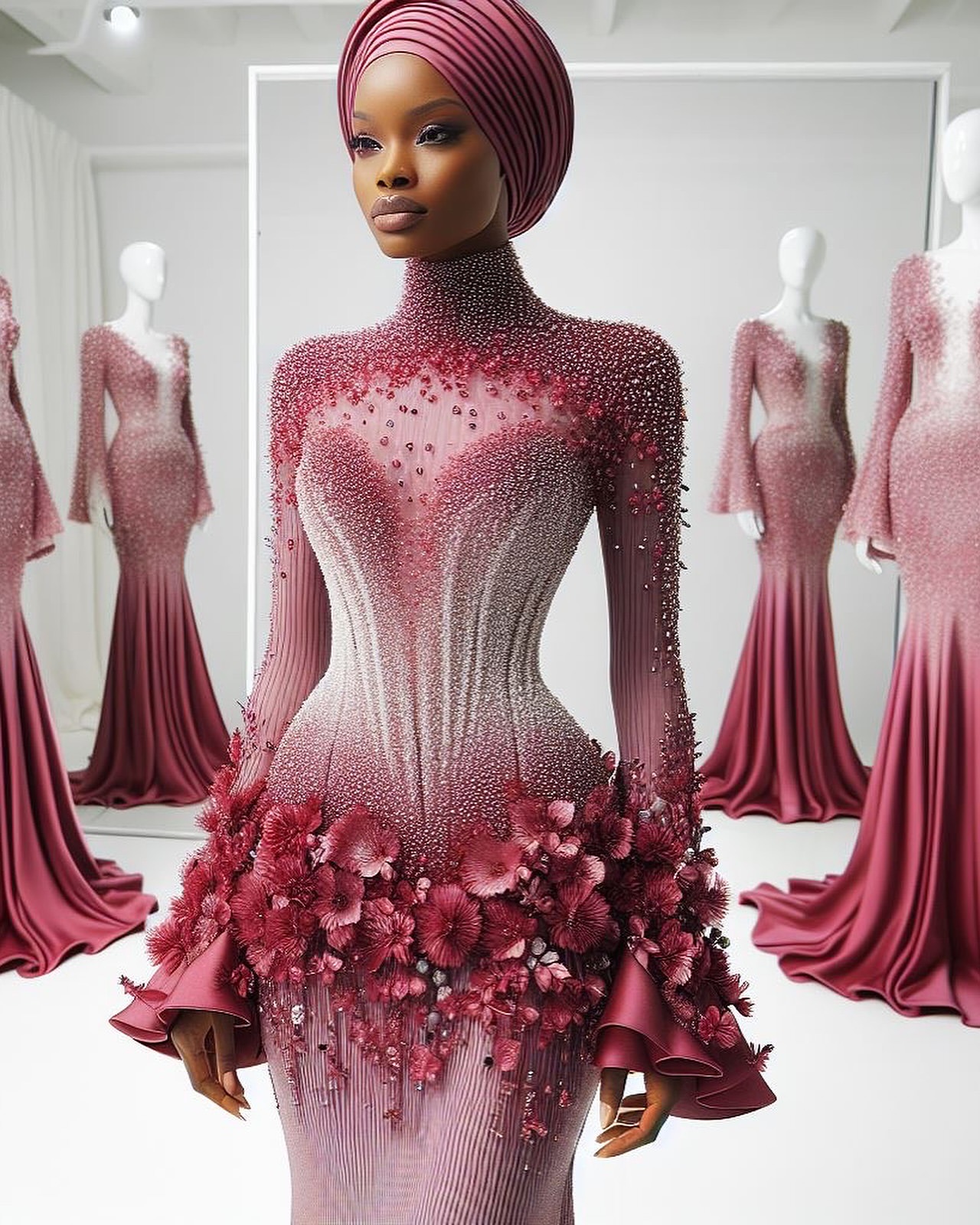 2024 Aso Ebi Arabic Fuchsia Mermaid Prom Dress Beaded Rhinestones Flowers Evening Formal Party Second Reception Birthday Engagement Gowns Dresses Robe