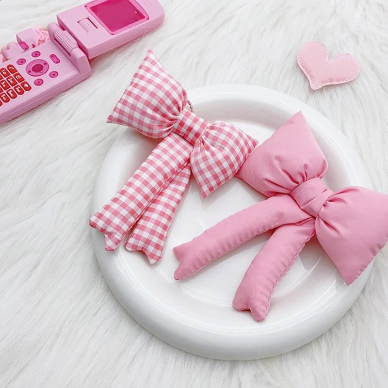 Bow key chain bag pendant soft cotton key ring fashionable backpack handbag accessories 240914