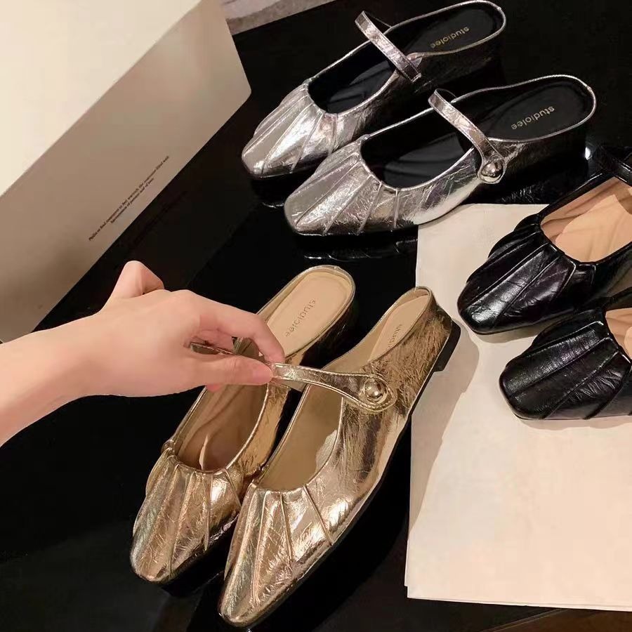 Dress Shoes Women Mary Janes Flats Shallow Pointed Toe Summer Designer Brand Sandals Lolita Walking Chaussures Femme