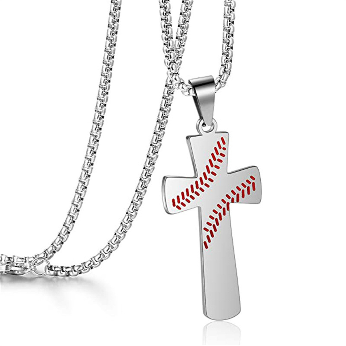 Bible Verse Stainless Steel Baseball Cross Necklace For Men Women Lovers Lord's Prayer Necklaces Christian Jewelry Religious Gift for Man Boys Sw