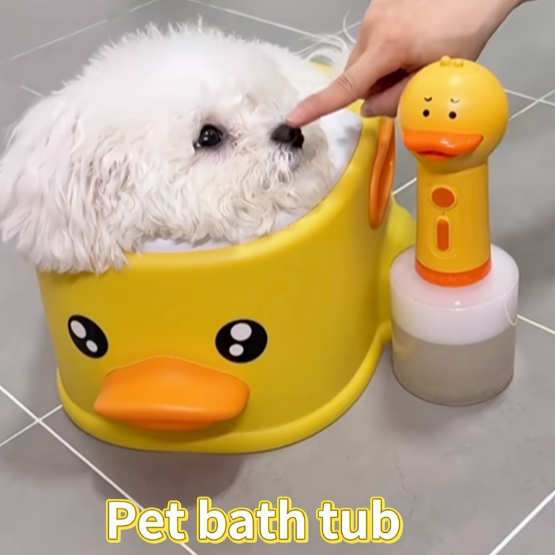 Portable Duck Shaped Pet Bathtub for Dogs Cats Durable PP Material Easy Hang Design pu1245 H4