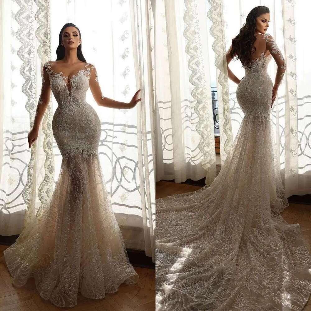 Mermaid Classic Wedding Appliques Sequins Bridal Gowns Long Sleeve Bride Dress Custom Made Vestido De Novia 6660311