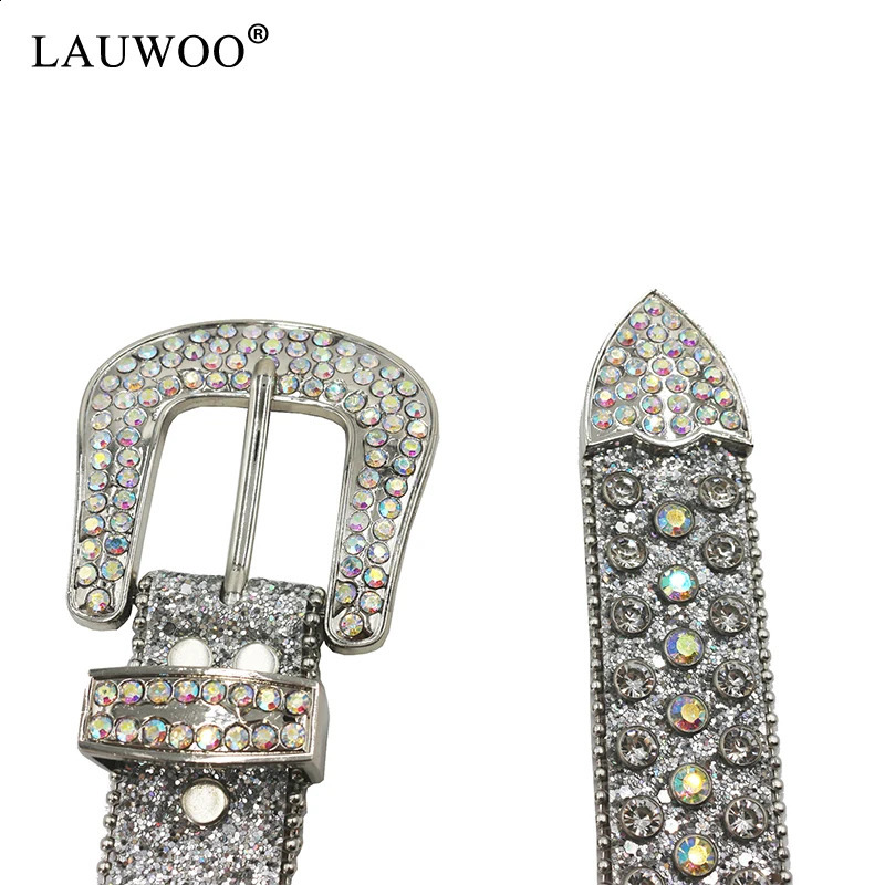 Rhinestone rivet belt with flash PU belt hip-hop jeans pants belt punk denim jeans belt womens belt 240909