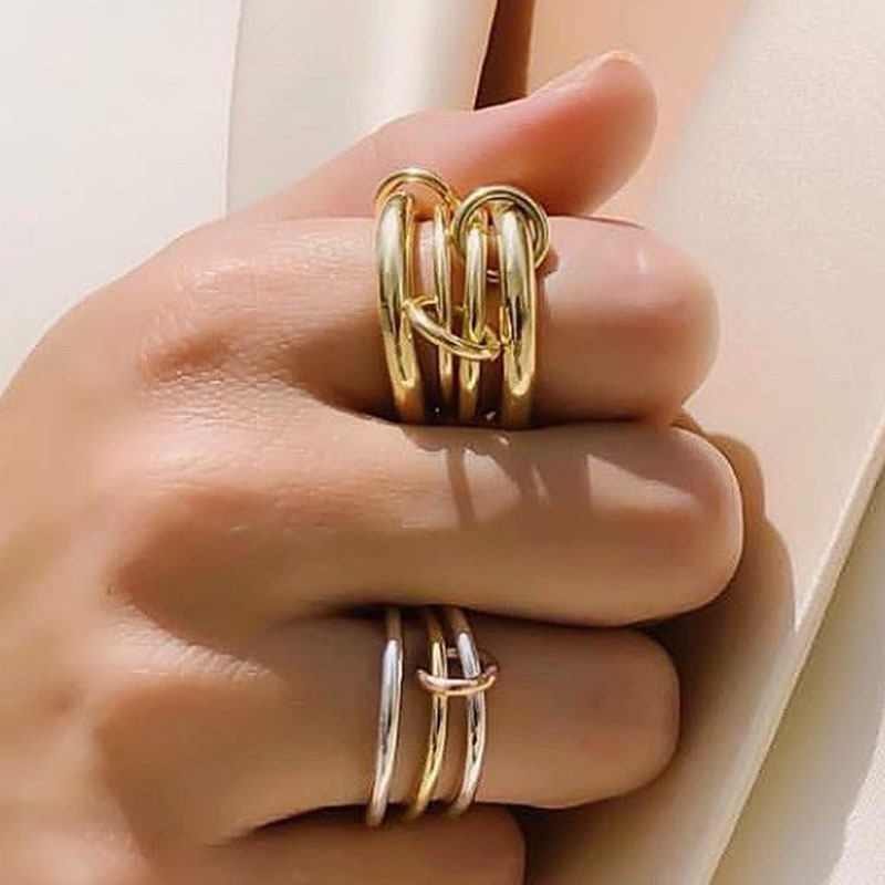 Stacking K gold Four piece Rings for women men spinelli kilcol rings with Dia Ring overlapping designer jewelry Open ring average size