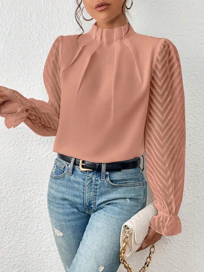 CNLONGBIDA Women's Blouses Fashion Black Office Ladies Tops And Women 2024 Autumn Casual Long Sleeve Top Femme Chiffon Shirt Elegant Blouse Woman