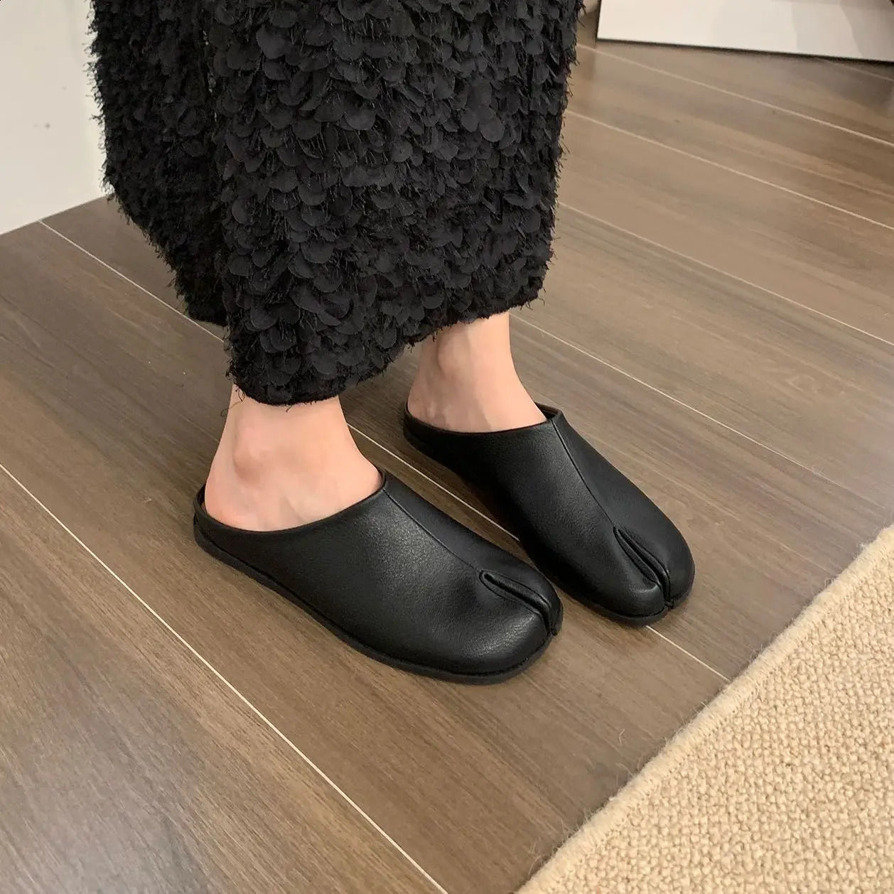 Bailamos Women Tabi Ninja Flats Split Slippers Round Toe Shallow Lazy Slip On Boat Mules Shoes Soft Loafers Mujer 240906